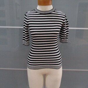 Frame Short Sleeve Striped Knit Top